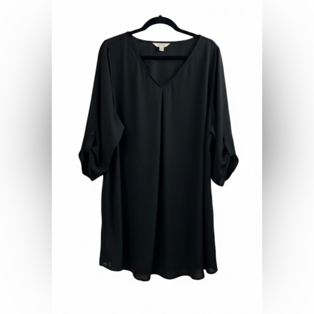 Decree Plus Size Tunic Mini V-Neck 3/4 Roll-Tab Sleeves